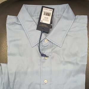 Blue Casual Button Down Shirt Crisp Fabric